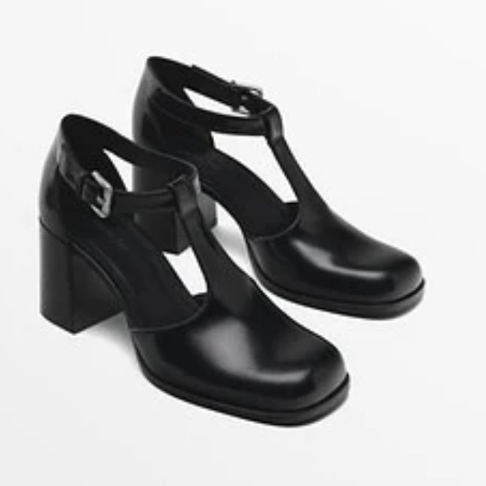 Massimo Dutti leather high heel Mary Jane’s black 1414/450